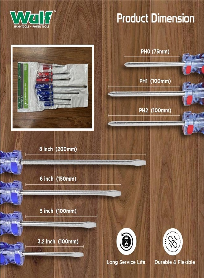 وولف مجموعة مفكات براغي WULF مكونة من 7 قطع برؤوس مغناطيسية | مفكات دقيقة لكتل التوصيل، وخزائن التحكم، والمرحلات، والمقابس | مجموعة أدوات يدوية كاملة للاستخدام المنزلي والمهني - Image 3